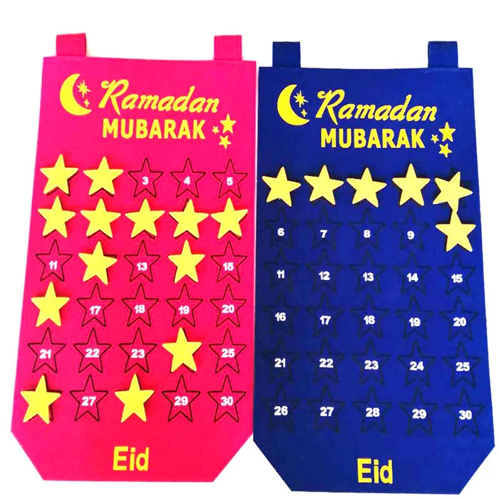 Dropship Felt Ramadan Hanging Countdown Calendar Portable Storage Bag Container 30-Day Calendar for Islam Muslim Party Festival