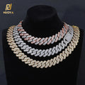 NUOYA Wholesale 20mm 18K/White/Rose Gold Plated Iced Out Cuban Link Chain Necklace for Women Customizable Logo Hip Hop Jewelry