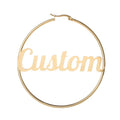 Best Gift Stainless Steel 14K Gold Plated Hoop Name Plate  Earrings Silver 18K Gold