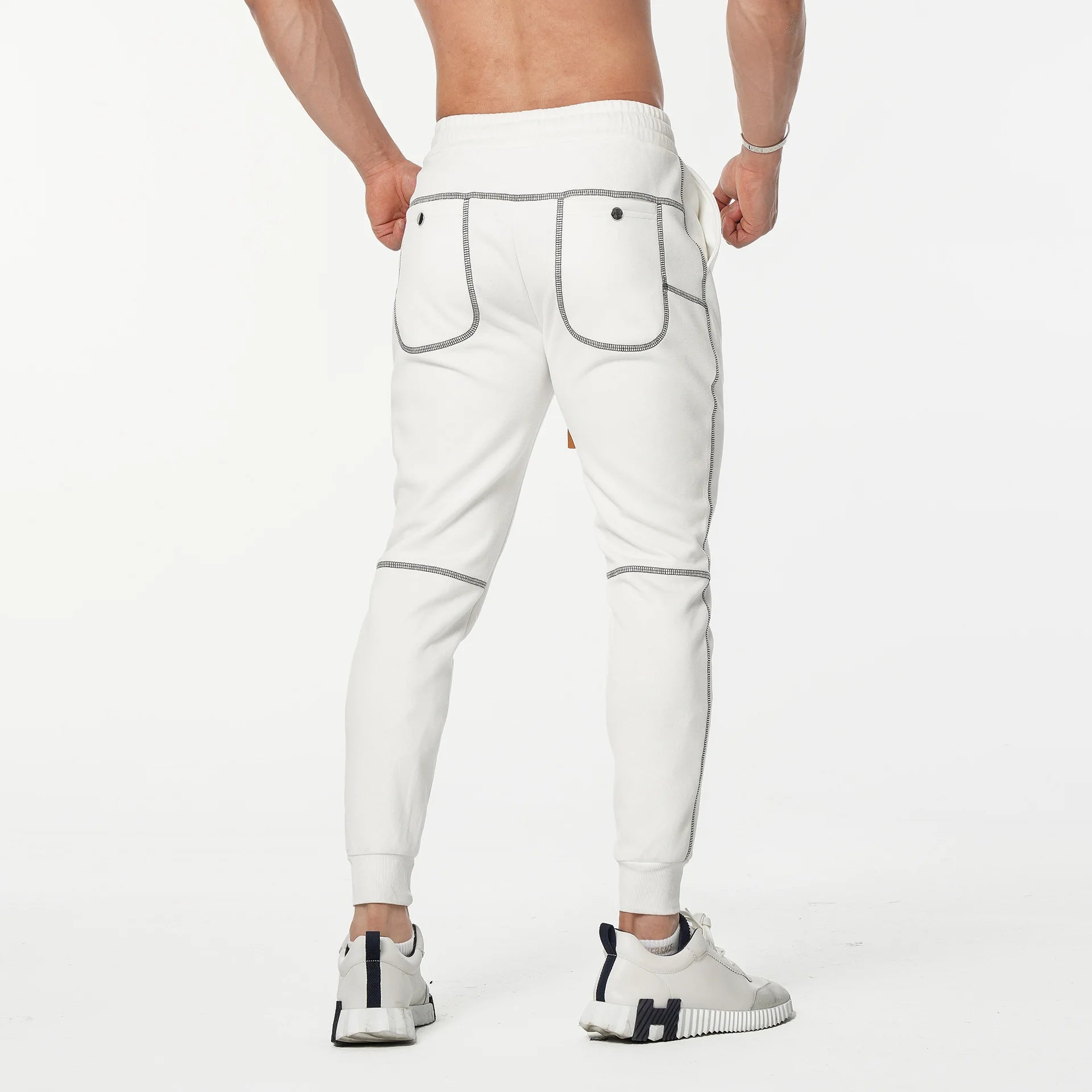 Men's Sports Clothing Causal Fitting Cotton Polyester Material Contrast Color Stitching Gym Joggers Workout Pants
