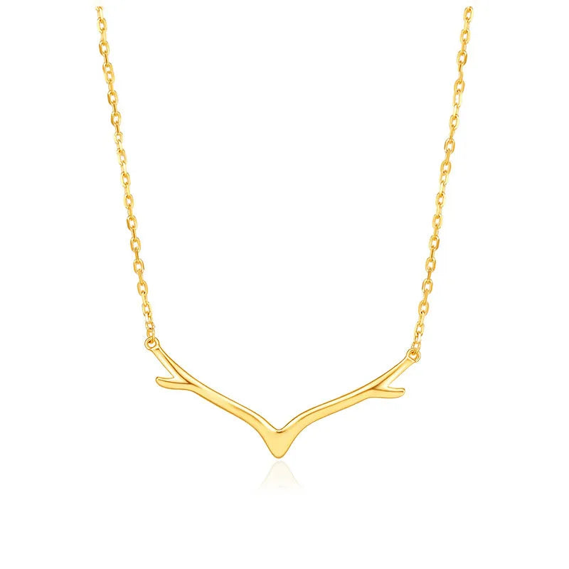 Minimalist Fine Jewelry Necklaces Antler Pendant Necklace S925 Silver Elk Necklaces for Women