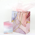 Valentines Day Weddings Anniversaries Rectangular Bottom Luxurious Pink Marble Event Accessories Gift Bag With Sturdy Handles
