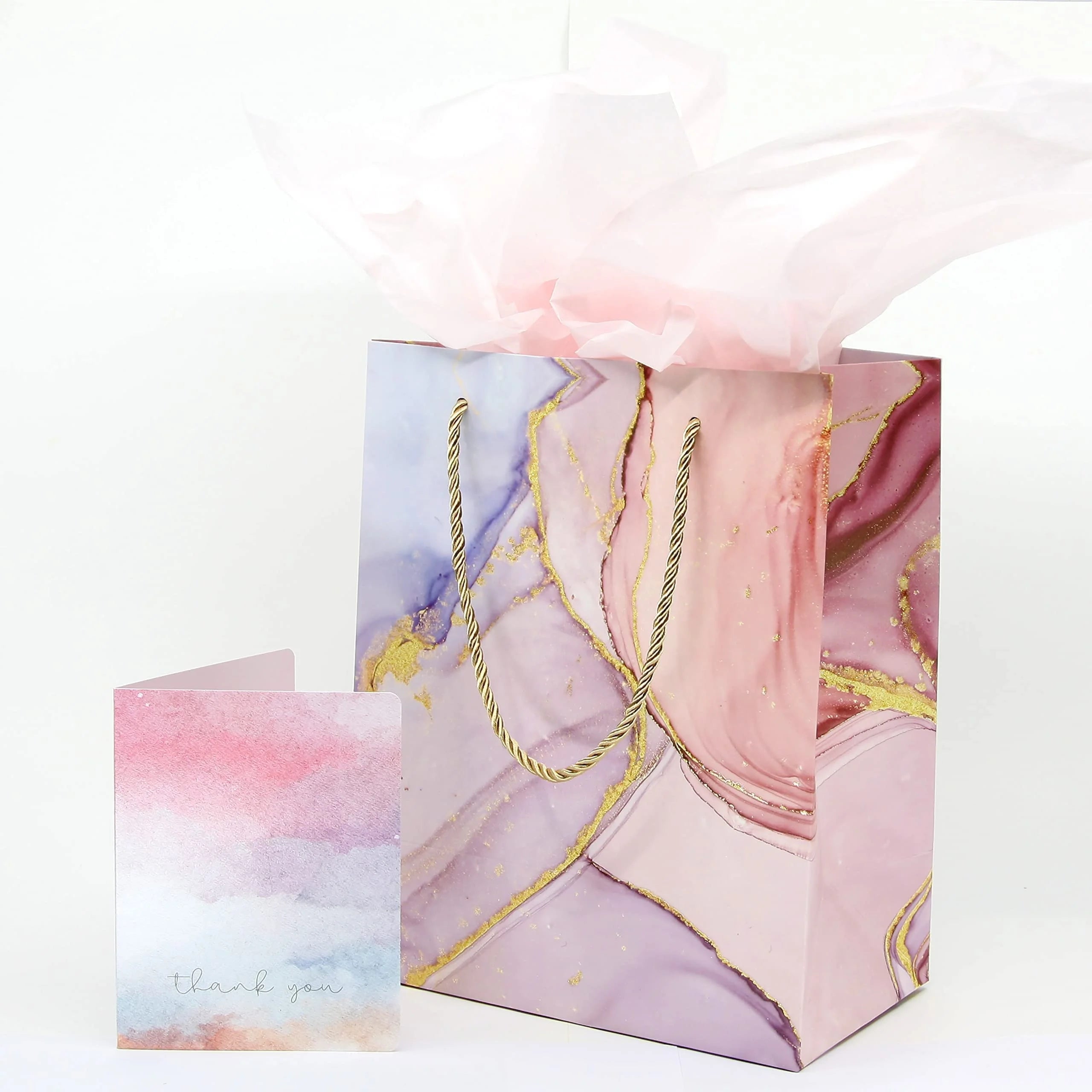 Valentines Day Weddings Anniversaries Rectangular Bottom Luxurious Pink Marble Event Accessories Gift Bag With Sturdy Handles