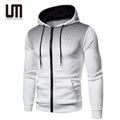 Liu Ming 2025 Autumn Men's Casual Outdoor Hoodie Slim Zip-up Sweatshirt with Solid Pattern and Yarn-dyed Collar