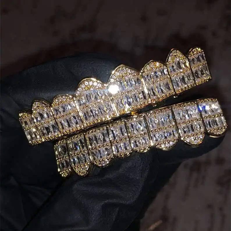 Messi Jewelry Custom Full Iced Out 925 Silver Fine Luxury Jewelry Hip Hop Baguette Cut Diamond Moissanite Grillz