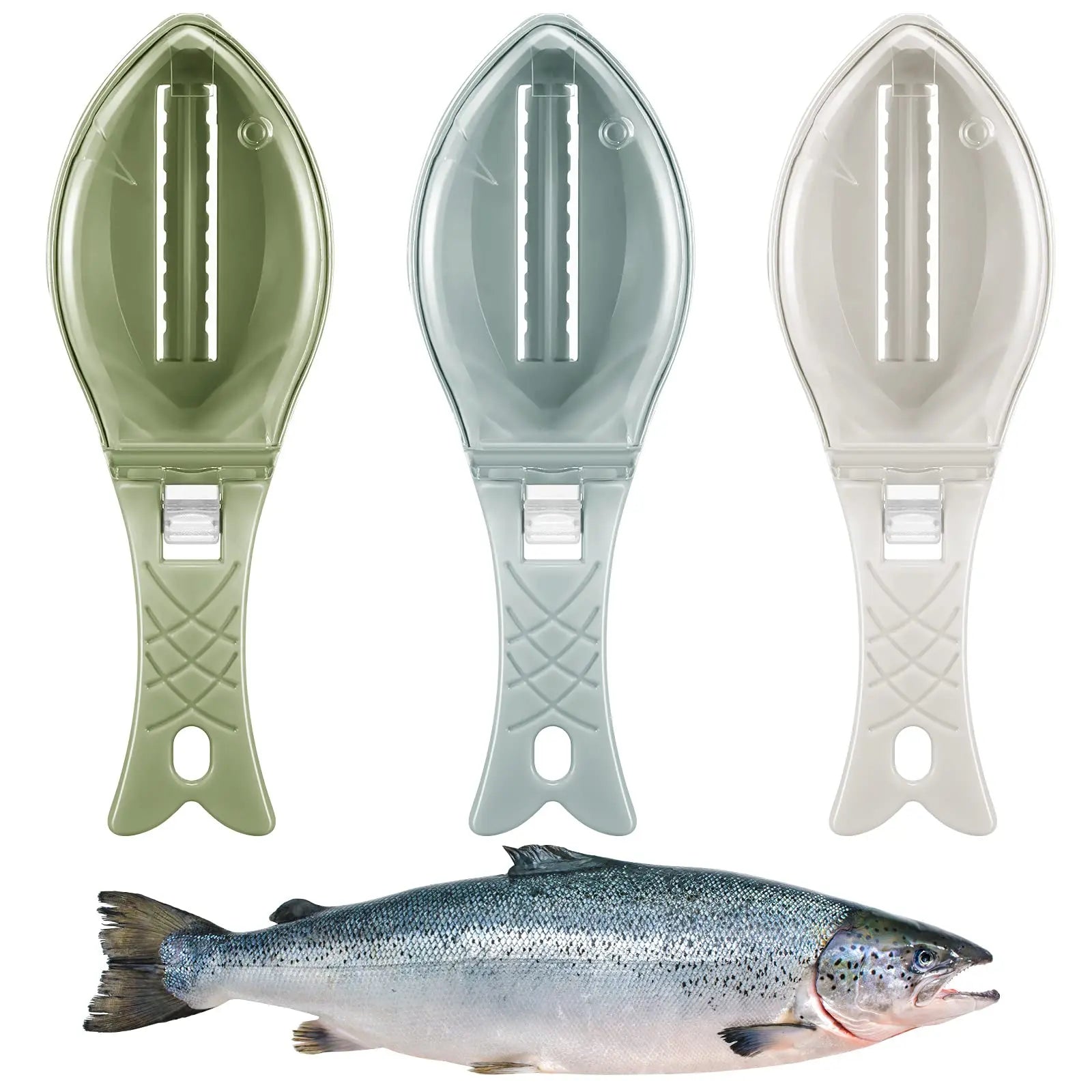 Fast Cleaning Plastic Fish Scaler Remover Kit No-Mess Fish Descaler Tool with Skin Brush Fish Scraper for Fruit Vegetable Tools