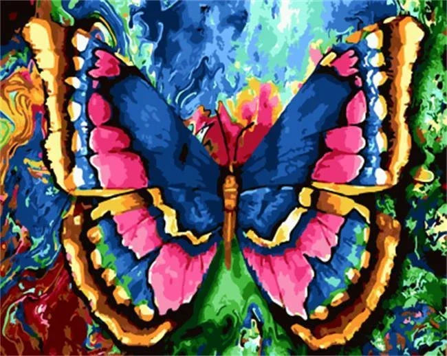 CHENISTORY 992756 Colorful Butterflies Diy Acrylic  Paint by Numbers Modern Oil Painting DIY Numbers Oil Painting on Canvas