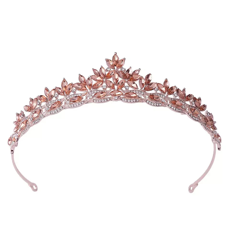 Exquisite Handmade Hair Jewelry Ornaments Mix Design Color Leaves Shape Rhinestone Tiara Crown for Women Girls Kids