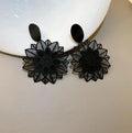 Vintage Black Forest Flower Large Hollow Pattern Women's Earrings Exaggerated Temperament Gothic Accessories Jewelry