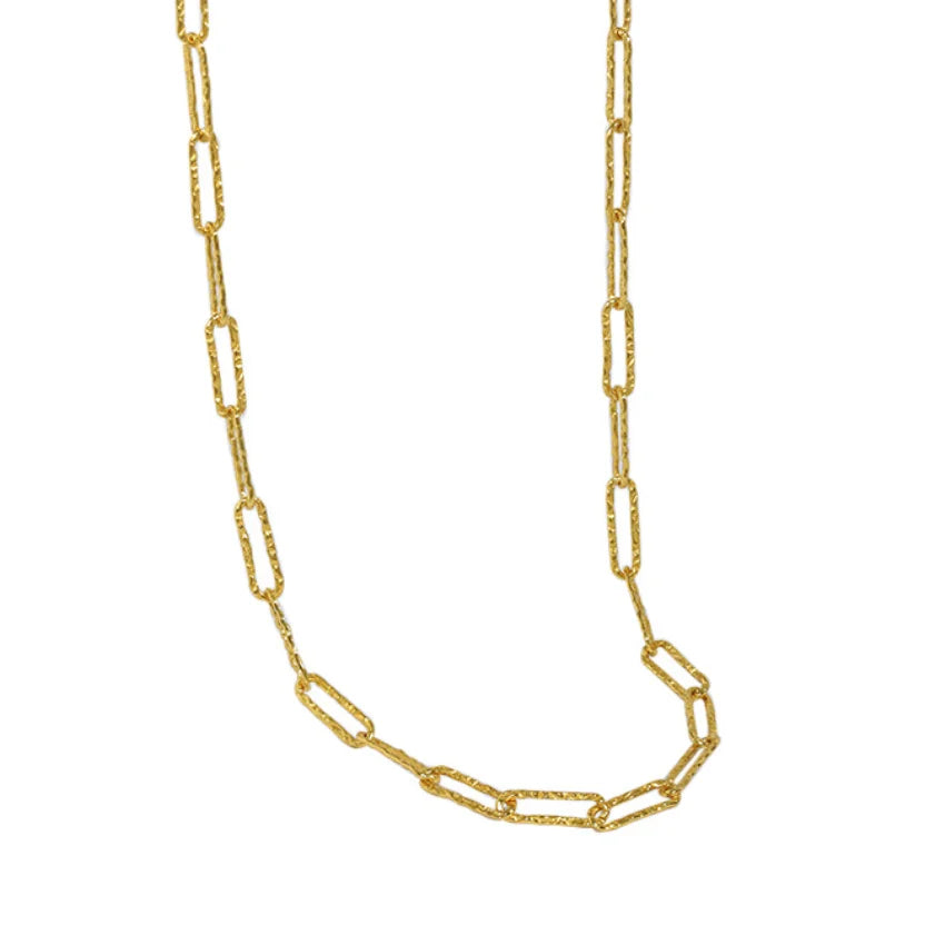 Wholesale 4mm Irregular Handmade Paperclip Link Chain 925 Sterling Silver Chain Necklace Chunky Gold Plated Necklace