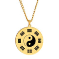 Fu Xi Tai Chi Eight Diagrams Figure Yin Yang Symbol Contrasts East Feng Shui Heaven Talisman Stainless Steel Pendant Necklace
