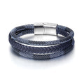 New Simple Braid Leather Bracelet Jewelry Wholesale Multi Layer Men Magnetic Clasp Leather Bracelet for Gift