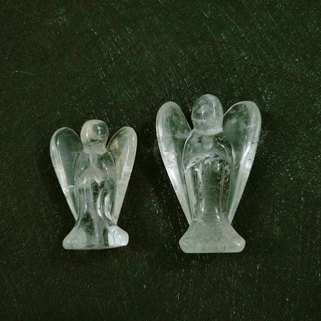 Huiying Home Decoration Natural 1.5 Inch clear Quartz Stone Angel Statue Crafts