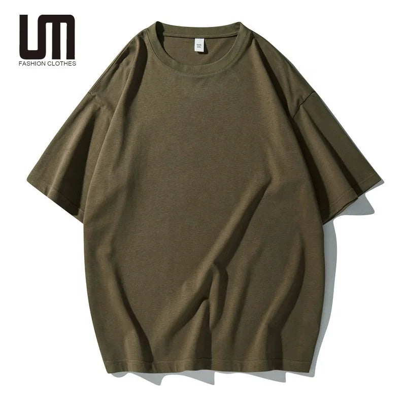 Liu Ming Custom New Fashion Summer Men Casual Short Sleeve Loose Beach Vacation Solid Color Cotton T Shirts