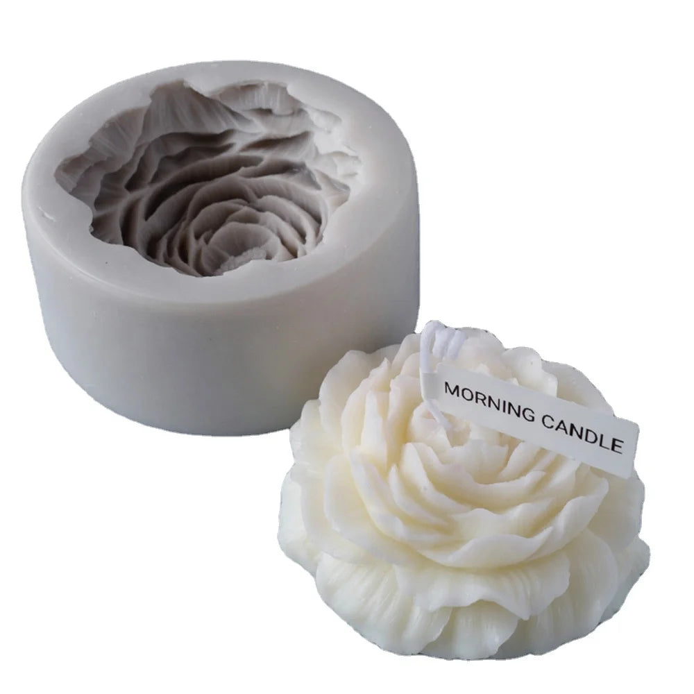 Extra Large 10x10x4cm Food Grade Silicone Peony Mold for Cake & Candle Decoration DIY Fondant Soap Molding