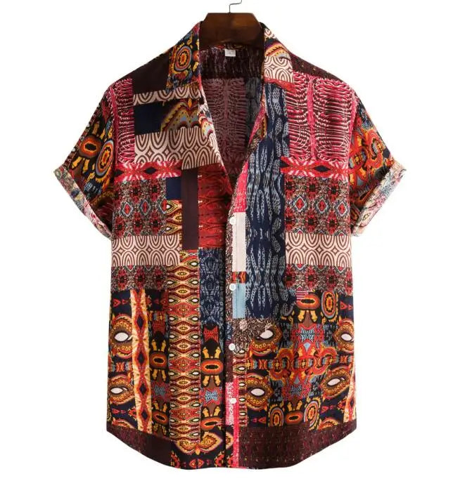 Fashionable Casual Custom Pattern Digital Print Button up Short Sleeve Men's Summer Beach Hawaiian Shirt