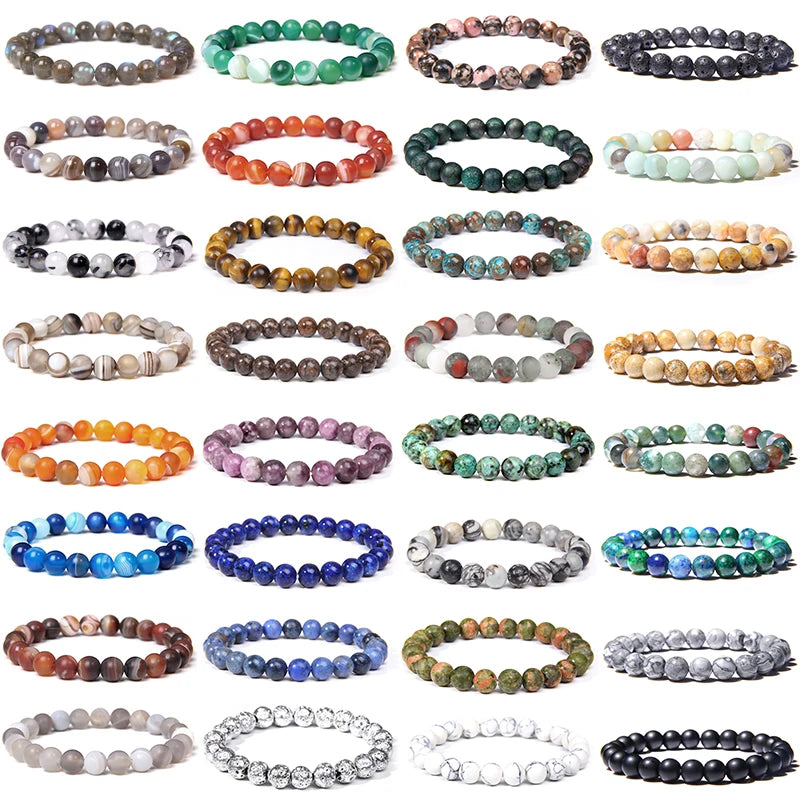 8mm Natural Tiger Eye Gemstone Bracelet Stress Relief Yoga Meditation Adjustable Bracelet Anxiety Healing Crystal Bracelet