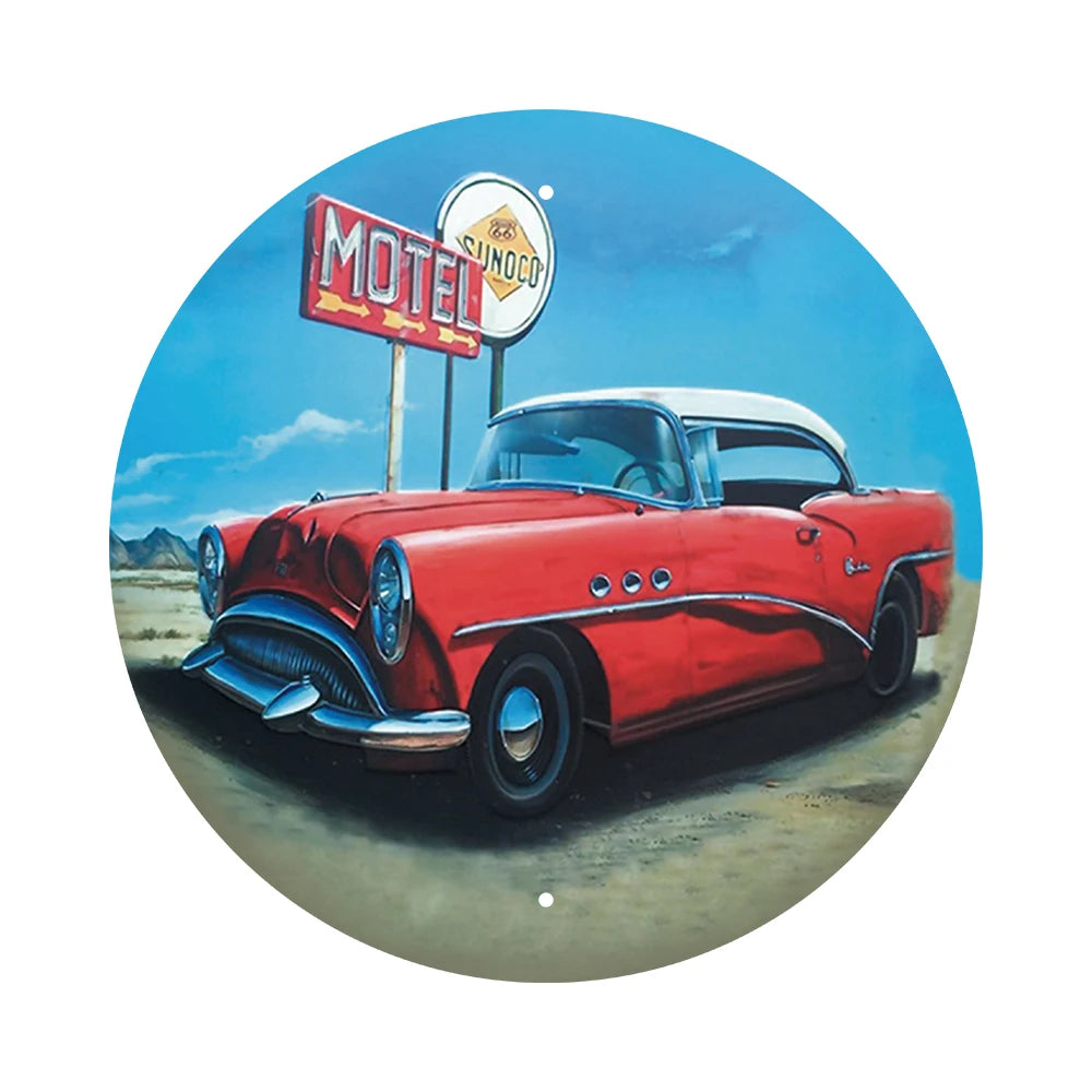 Antique Retro Car Pattern Tin Wall Panels Garage Decoration Metal Signage Wholesale Metal Posters Tinplate Decorative Sign
