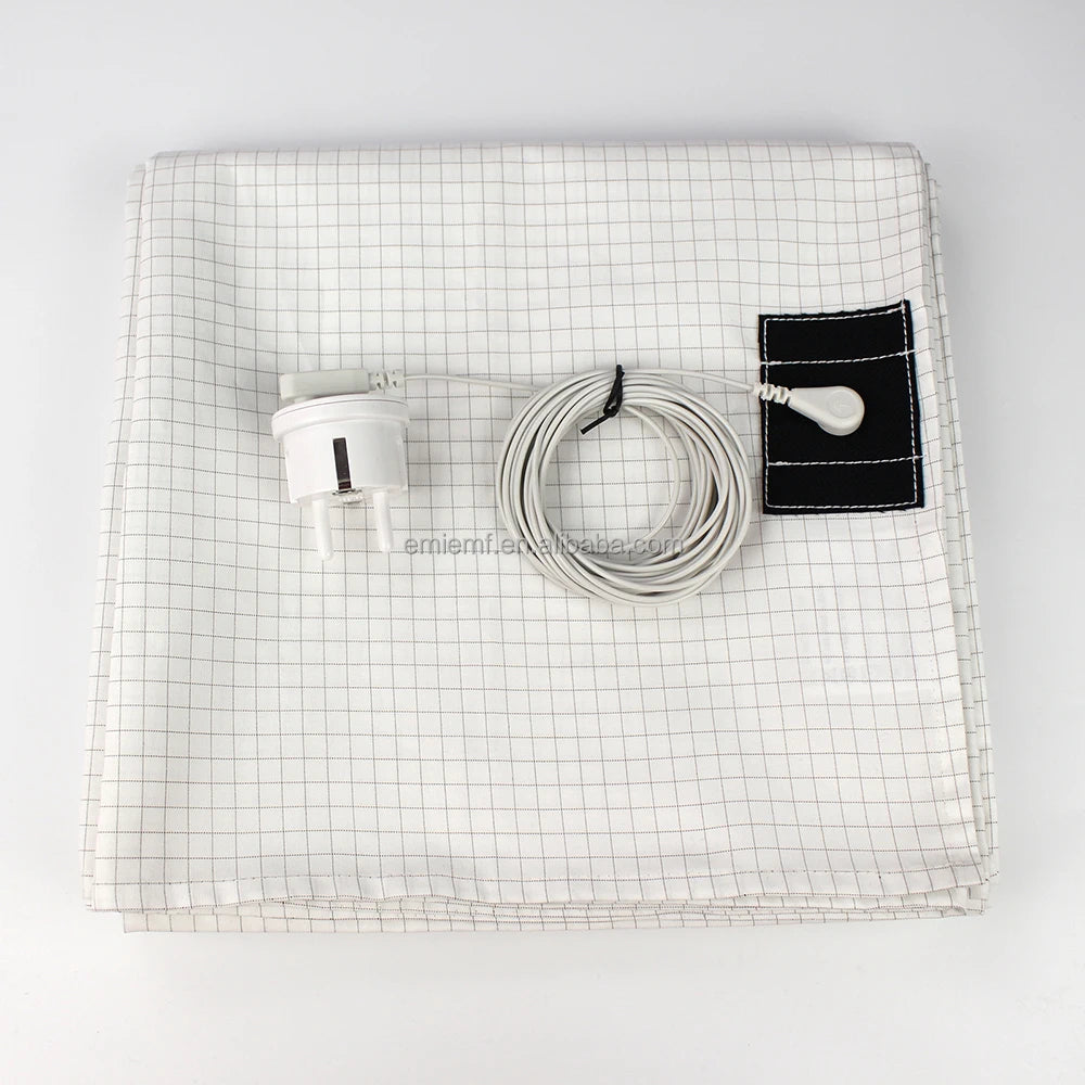 ESD EARTHING 10% Silver Fiber 90% Organic Cotton Grounding Earthing Sheets With Grounding Cord