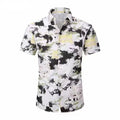 Beath Holiday Men's Cotton Brand Hawaiian Shirt Short Sleeve Floral Button Down Casual Hawaiian Shirt Woven Shirt