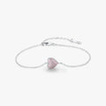 Chain Link for Women Jewelry Romantic Anniversary Gift 925 Sterling Silver Light Pink Zircon Heart Adjustable Bracelet