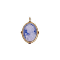 Heizun Trendy Design Carved Agate Lady Girl Flora Portrait Cameo Pendant Blue Zircon S925 Silver Necklace for Elegant Woman