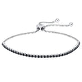 925 Sterling Silver Jewelry Black Zircon 2mm  Adjustable Tennis Chain Bracelet