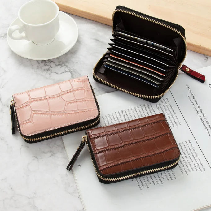 New Style Mini Leather Card Holder for Women Multifunction Id Card Credit Card Cash Key Purses Portable Retro Ladies Wallet
