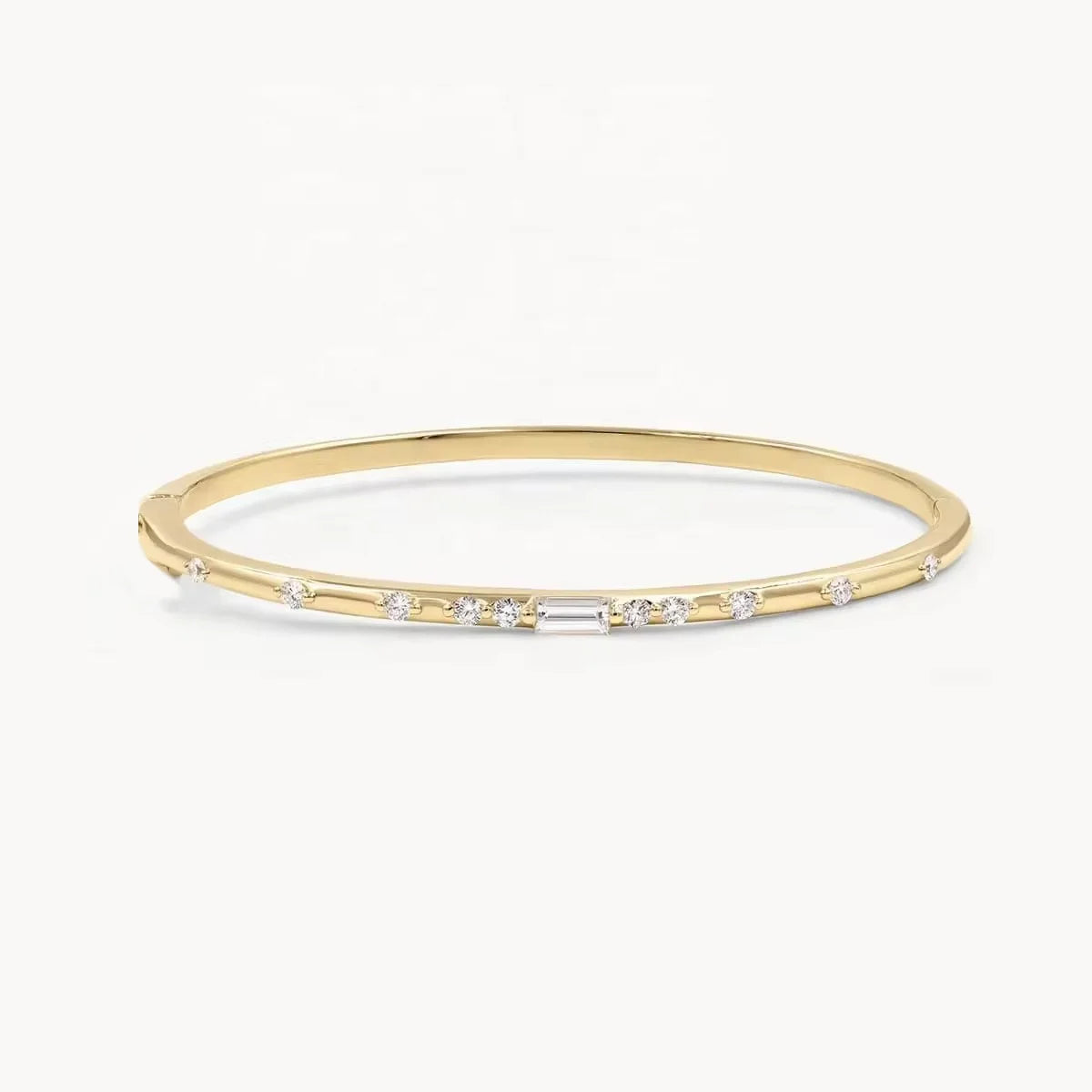LOZRUNVE 925 Sterling Silver Fashion Women Custom Tennis Baguette Gold Indian Silver Bangles