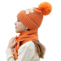 New Winter Children's Warm Knitted Woolen Hat Girls Jacquard All-match Scarf Hat Two-piece Set