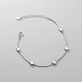 Genuine 925 Sterling Silver Korean Style Box Chain Love Heart Charm Bracelet for Women Fine Jewelry
