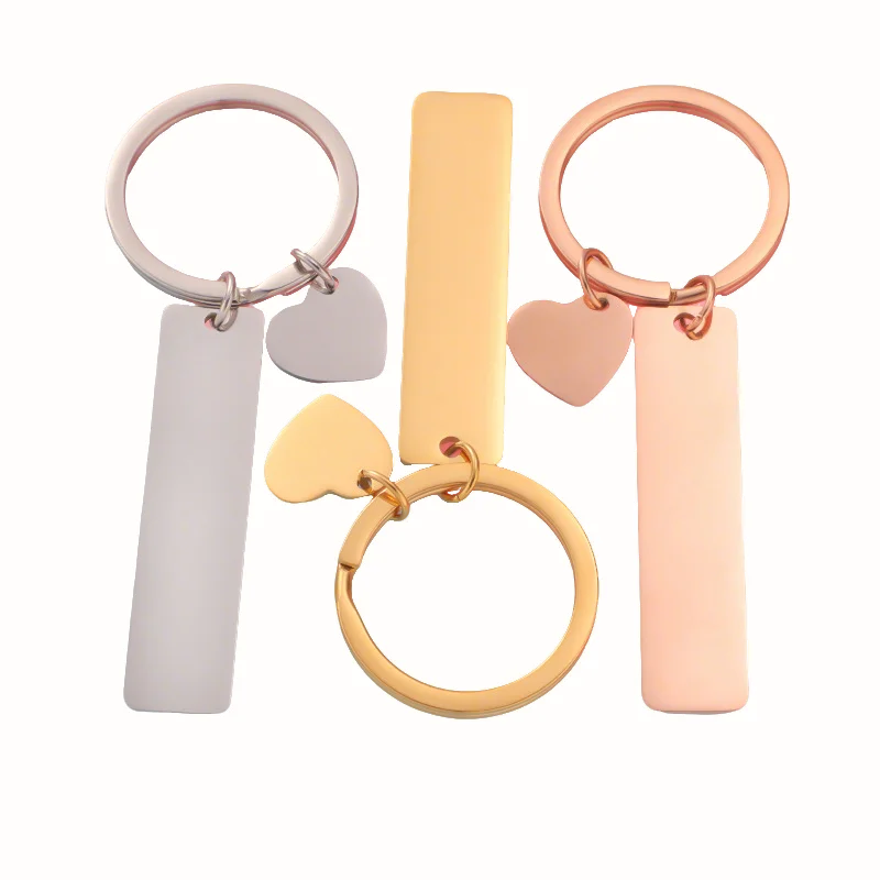 New Wholesale Customizable Stainless Steel Metal Heart for Love Keychain Polished Logo Fashion Style Personalized Blank Keychain