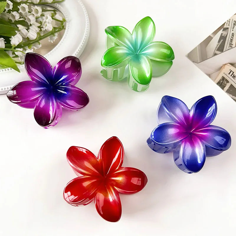 8cm Gradient Plumeria Hair Clip Summer Personalized Flower Style Women's Hair Clip Festive Party Girl Hair Accessory Gift