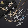 NUOYA Hiphop Jewelry Iced Out Diamond Cross Pendant Necklace for Women 18k Gold Plated Christian Jesus Cz Cross Pendant Necklace