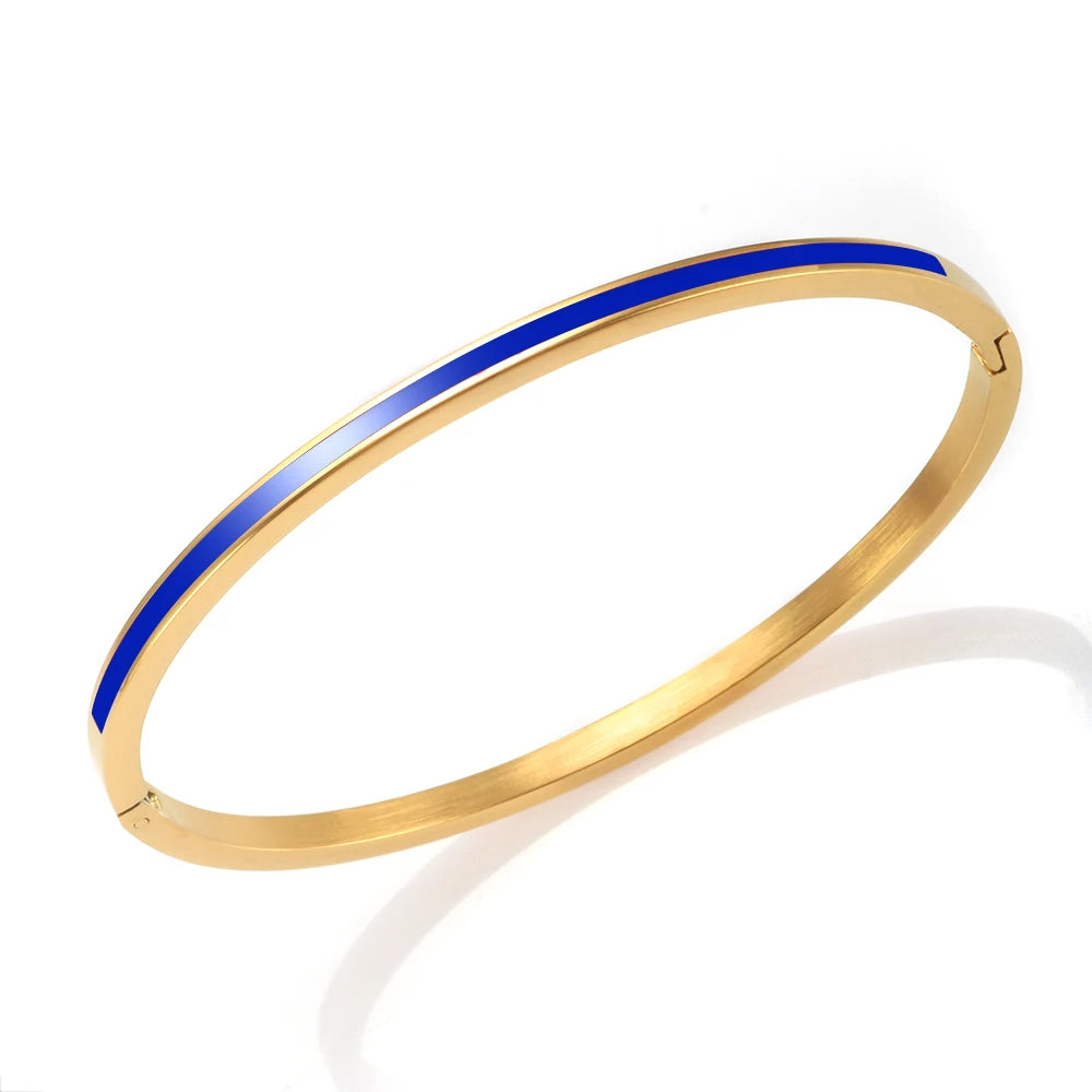 Fashion Personality Design Stainless Steel Enamel Bangle Minimalist Colorful Thin Bangle Jewelry  Fashion Pulseiras  for Women