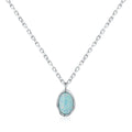 Popular Natural Stone Opal Pendant Necklace Geometric Rhodium Plated Pendant Necklace