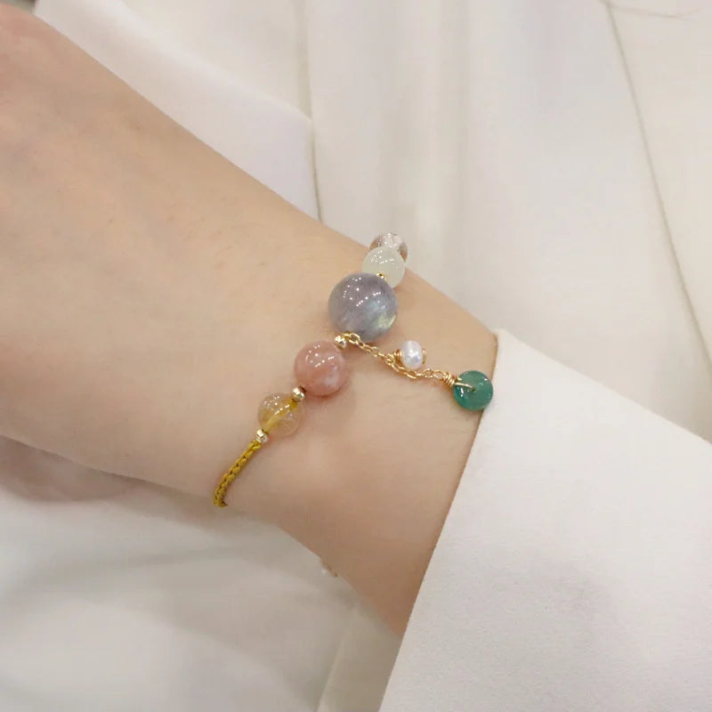 Natural Moonstone Hetian Jade Hand-woven Red String Bracelet in Bracelets for Men Girlfriends Fashion Trendy Jade Bracelet