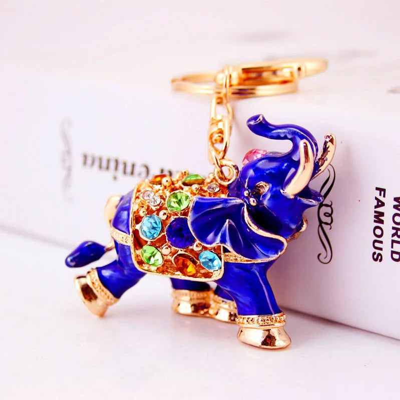 Hot Selling Animal Keyring Rhinestones Elephant Keyrings Gold Plated Keyring