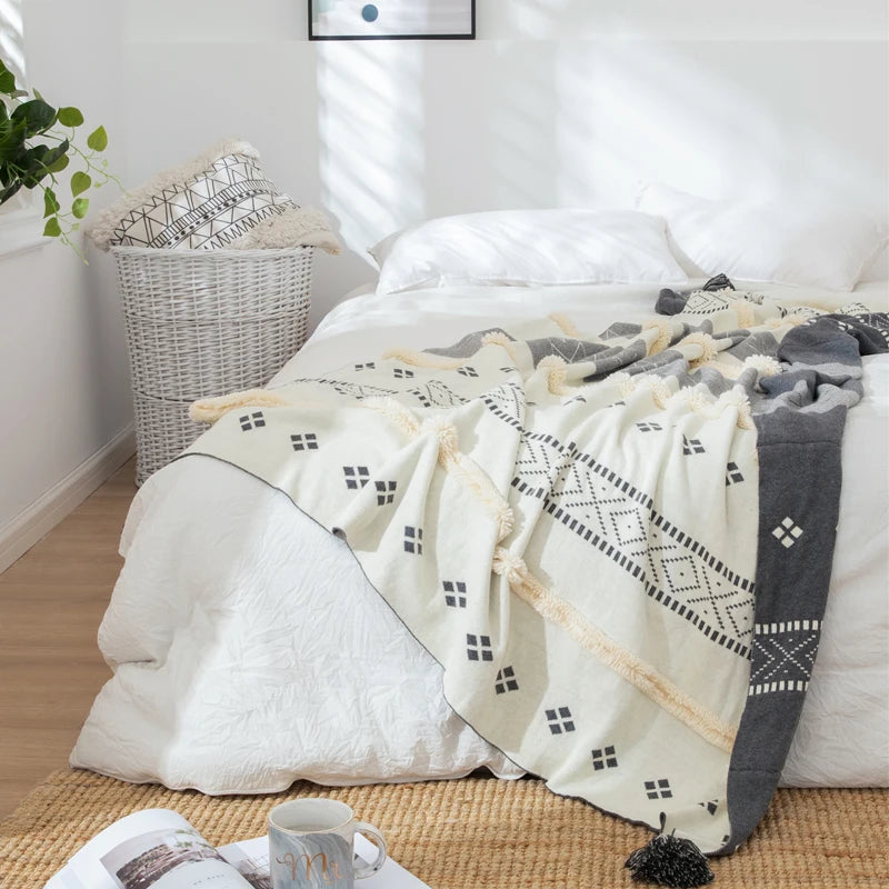 Mm Cotton Throw Blanket Wholesale Throw Blanket Colorful Knitted Blanket Nordic Home Decor