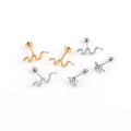 Evorte ASTM F136 Titanium 14k 18K Gold Plated Snake Helix Conch Tragus Labret Nose Lip Stud Internally Threaded Piercing Body