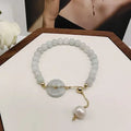 Vintage Healing Adjustable Jade Donut Charm Jade Beads Bracelets for Women Girls Gifts