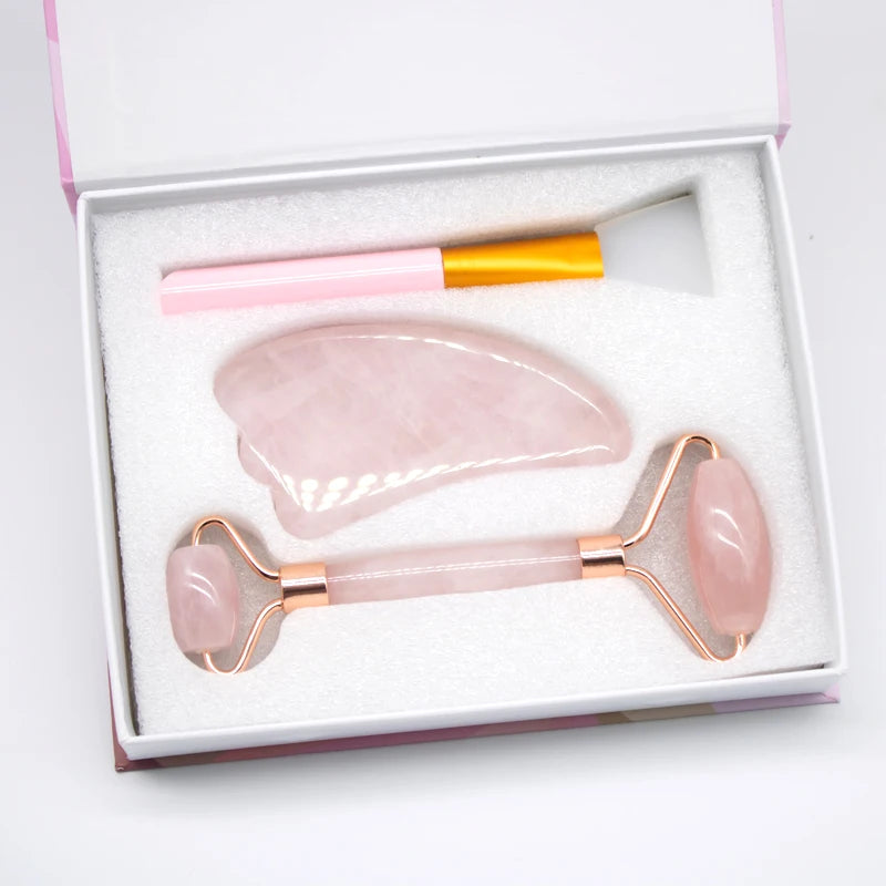 2025 Customized Oem Personalised 3 in 1 Private Label Jade Roller Sets With Microneedle Roll