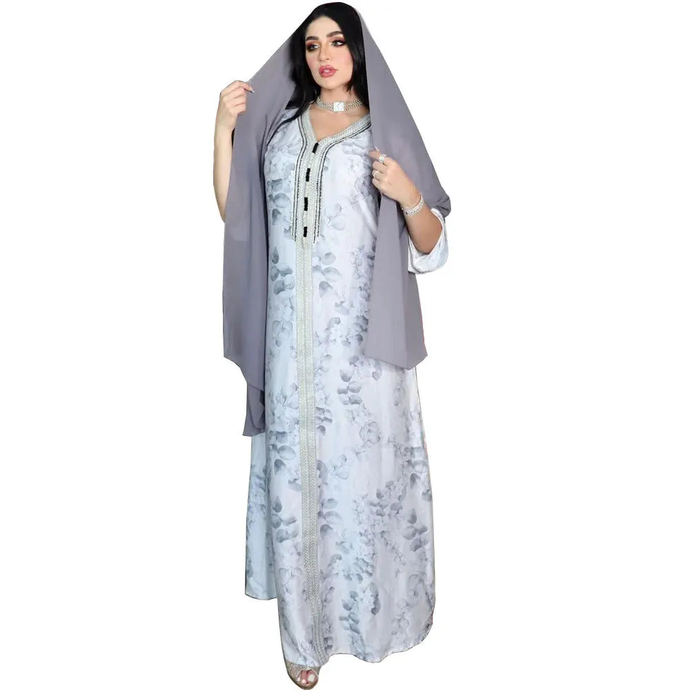 Arab Muslim Indian Kaftan Dress Islamic Clothing Female Print Arabian Dress Abaya Robe Women Abaya Dubai Turkey Abaya