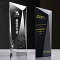 24cm Height Personalized clear Black Blue Crystal Tower Plaque Trophy MH-NJ0501