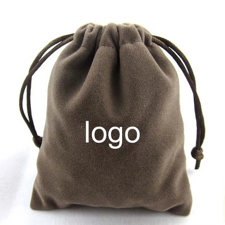 Custom Jewelry Bag Print Logo Earring Bracelet Necklace Gift Velvet Dust Packaging Pouch Jewelry Drawstring Storage Bag