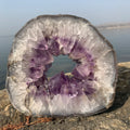 Natural Crystal Crafts Smiling Amethyst Geode Slabs Polished Large Amethyst Geode Slice for Decoration