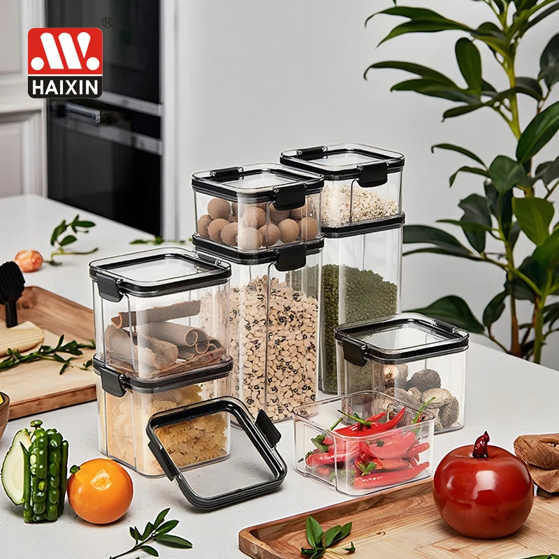 Hot Sale Airtight Food Plastic Canisters BPA Free PET Kitchen Clear Cereal Coffee Tea Dry Food Storage Containers with Lids