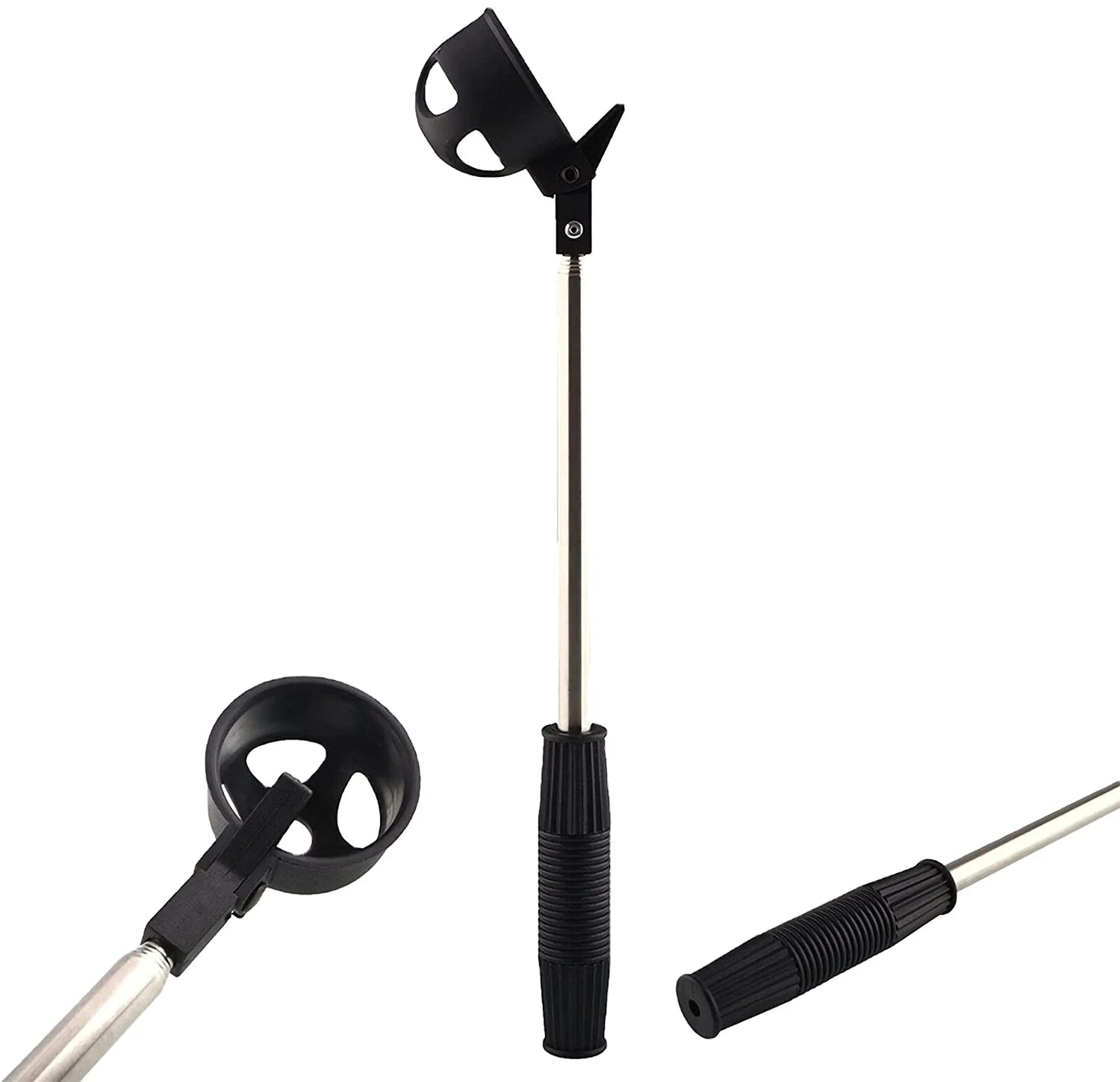 Golf Ball Retriever for Water Telescopic Pick up Stick Stainless Steel Shaft With Automatic Locking Scoop Anti-Slip Grip Handle
