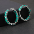 RZ0003 Abiding Jewelry Inside Out Designs Round 5mm Natural Green Agate Gemstone Earing 925 Sterling Silver Large Hoop Earrings
