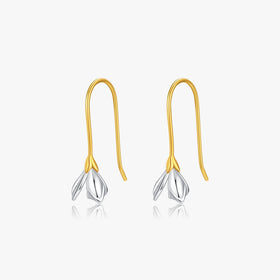 Trendy 2 Colors Original Design Dangle Earrings for Women Jewelry 925 Sterling Silver Flowers Lily Charm Drop Earrings